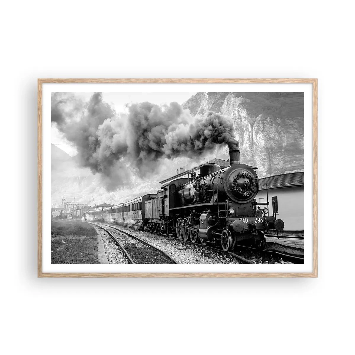 Plakat w ramie jasny dąb - Stoi na stacji… - 100x70 cm