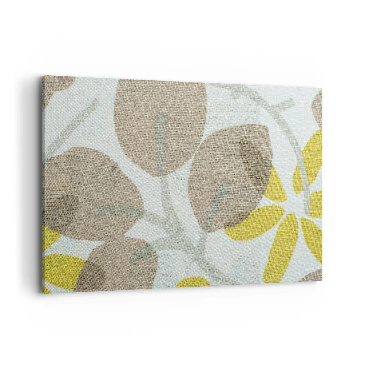 Obraz na płótnie - Abstrakcyjne liście w odcieniach beżu i żółci - 120x80cm - Kompozycja w pełnym słońcu - Nowoczesna dekoracja ścienna do salonu, kuchni i sypialni ARTTOR