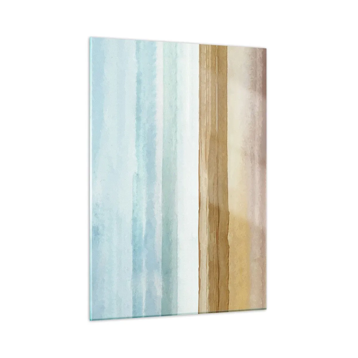 Obraz na szkle - Minimalistyczna plaża w pastelowym akwarelowym stylu - 50x70cm - Ukojenie - Nowoczesna dekoracja ścienna do salonu, kuchni i sypialni ARTTOR