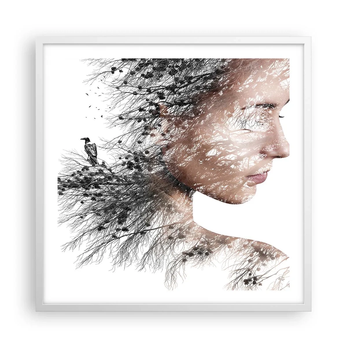 Plakat w białej ramie - Duch lasu - 60x60 cm