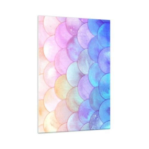 Obraz na szkle - Abstrakcyjne łuski w pastelowych odcieniach - 70x100cm - Perłowa łuska - Nowoczesna dekoracja ścienna do salonu i sypialni ARTTOR