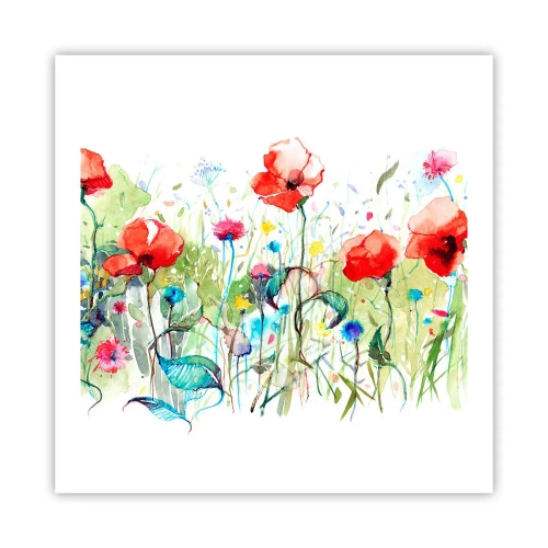 Plakat - Kwitnąca majem łąka - 60x60 cm