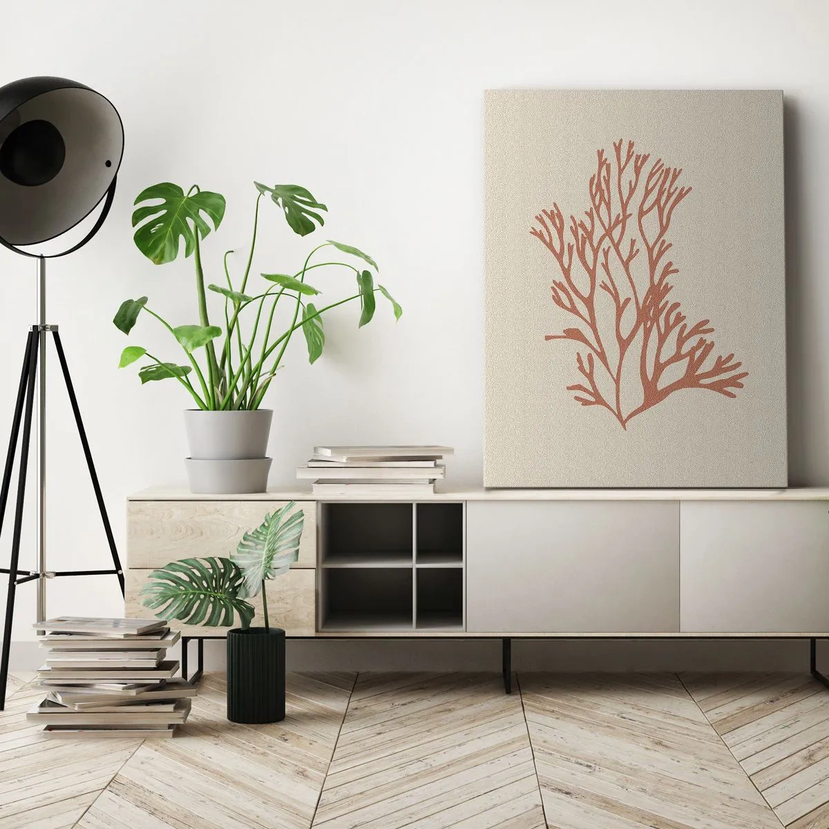 Obraz na płótnie - Koralowy filigran - 65x120 cm