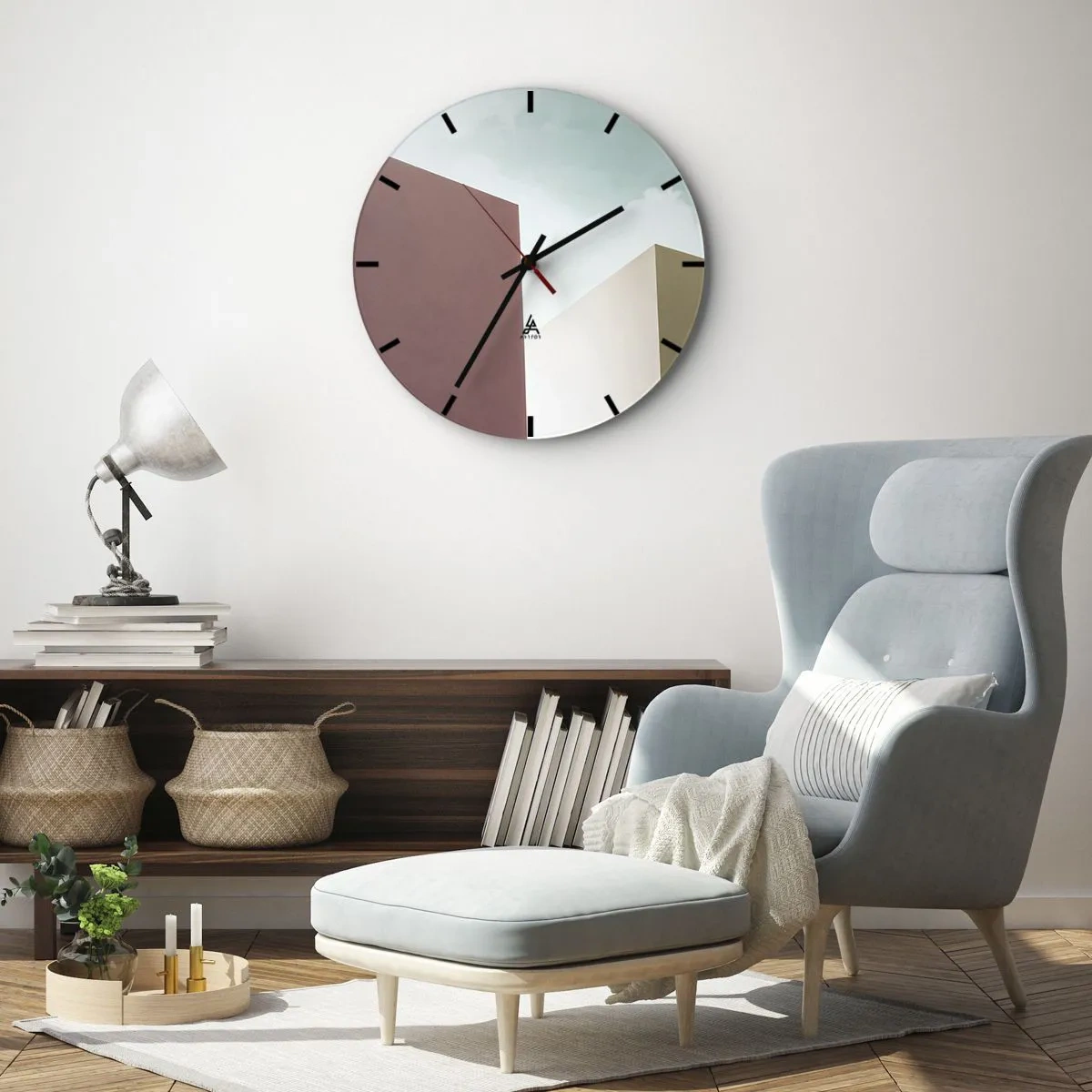 Zegar ścienny - Minimalistyczna architektura z geometrycznymi bryłami - 30x30cm - Geometria słonecznego lata - Nowoczesna dekoracja ścienna do salonu, kuchni i sypialni ARTTOR