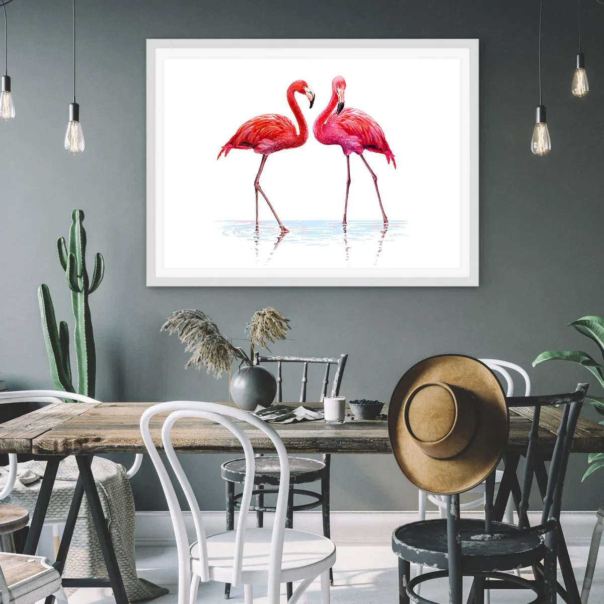Plakat w białej ramie - Różowe randez-vous - 50x40 cm