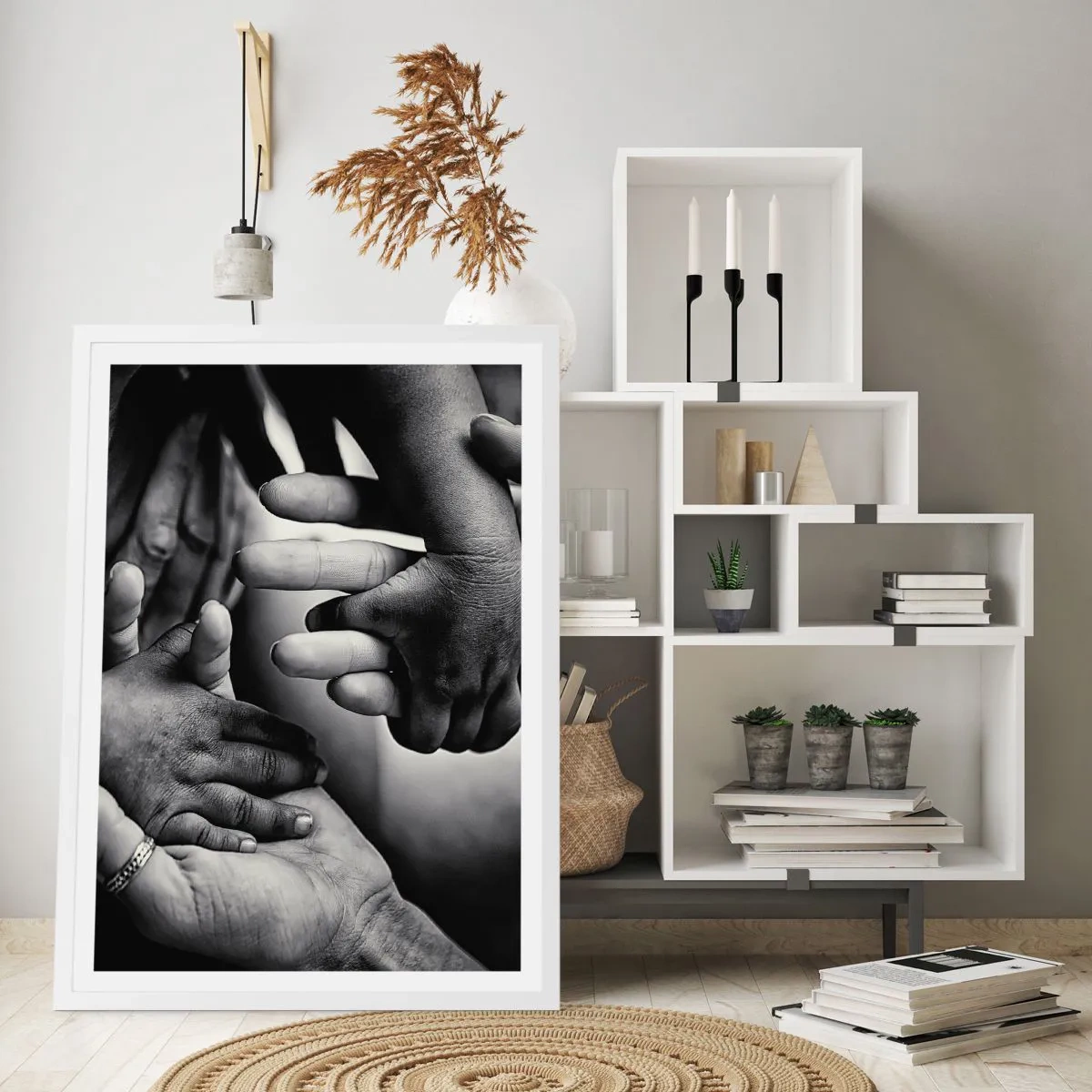 Plakat w białej ramie - Być człowiekiem - 70x100 cm