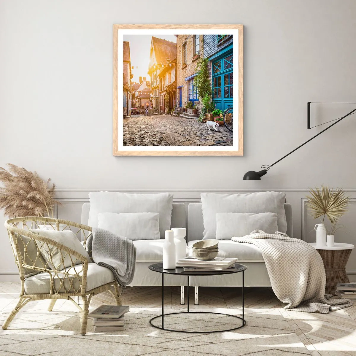 Plakat w ramie jasny dąb - Biały duch miasteczka - 60x60 cm