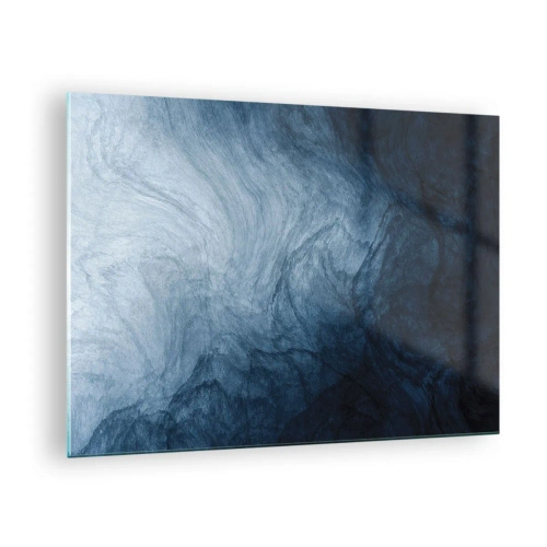 Obraz na szkle - Abstrakcyjna głębia w odcieniach granatu i szarości - 70x50cm - W głąb sięgnąć - Nowoczesna dekoracja ścienna do salonu i sypialni ARTTOR