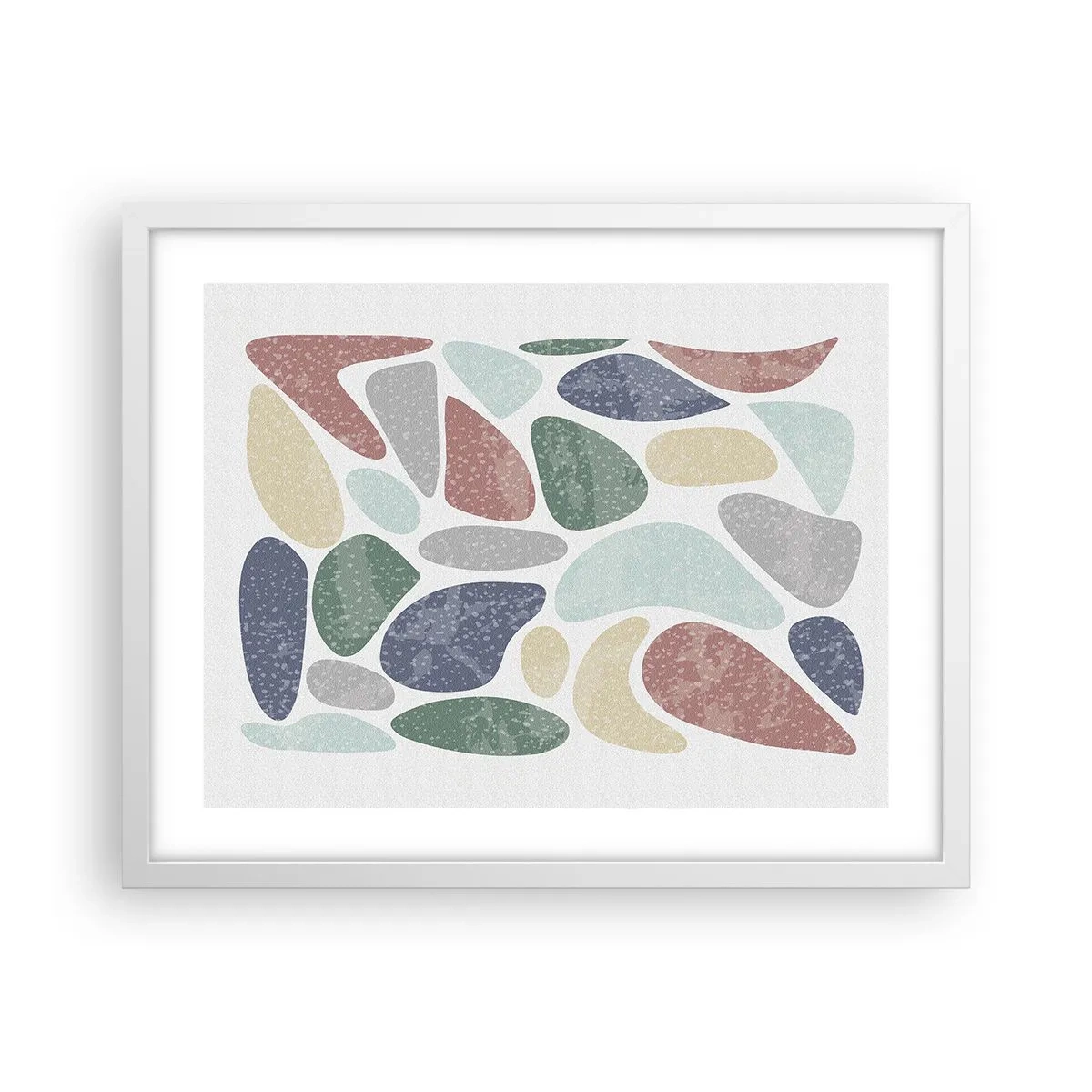 Plakat w białej ramie - Mozaika pudrowanych barw - 50x40 cm