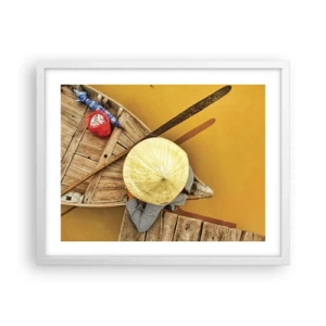 Plakat w białej ramie - Życie na żółtej rzece - 50x40 cm