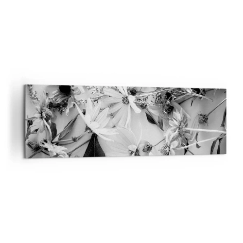Obraz na płótnie - Czarno-białe kompozycje kwiatów w subtelnym artystycznym stylu - 160x50cm - Nie-bukiet kwiatów - Nowoczesna dekoracja ścienna do salonu i sypialni ARTTOR