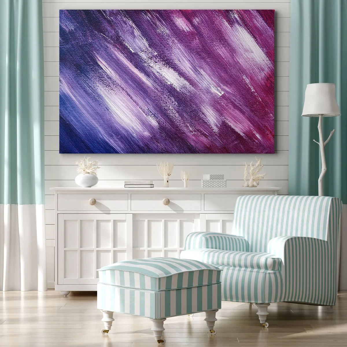 Obraz na płótnie - Abstrakcyjne pociągnięcia pędzla w odcieniach fioletu i różu - 120x80cm - Gdy wieje słoneczny wiatr - Nowoczesna dekoracja ścienna do salonu, kuchni i sypialni ARTTOR