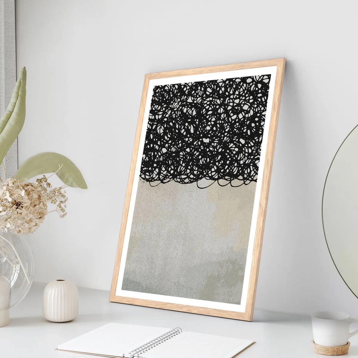 Plakat w ramie jasny dąb - Abstrakcja skłębiona - 50x70 cm