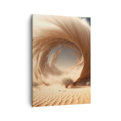 Obraz na płótnie - Piaszczysta burza formująca tunel na pustyni - 50x70cm - Otwarty portal - Nowoczesna dekoracja ścienna do salonu, kuchni i sypialni ARTTOR