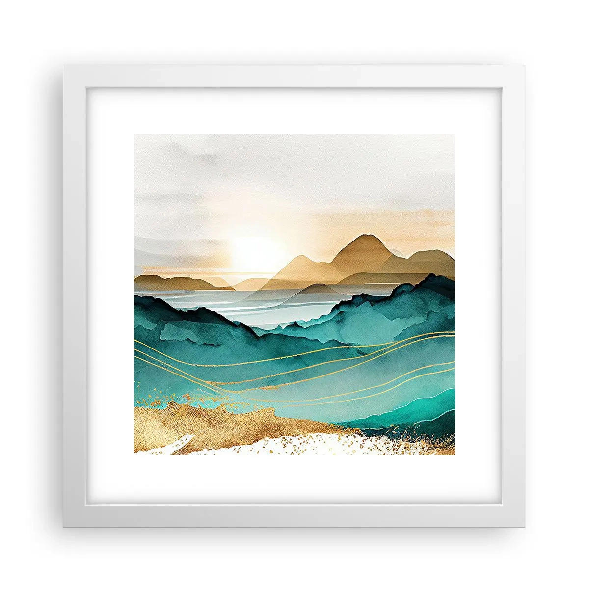 Plakat w białej ramie - Na granicy abstrakcji – pejzaż - 30x30 cm