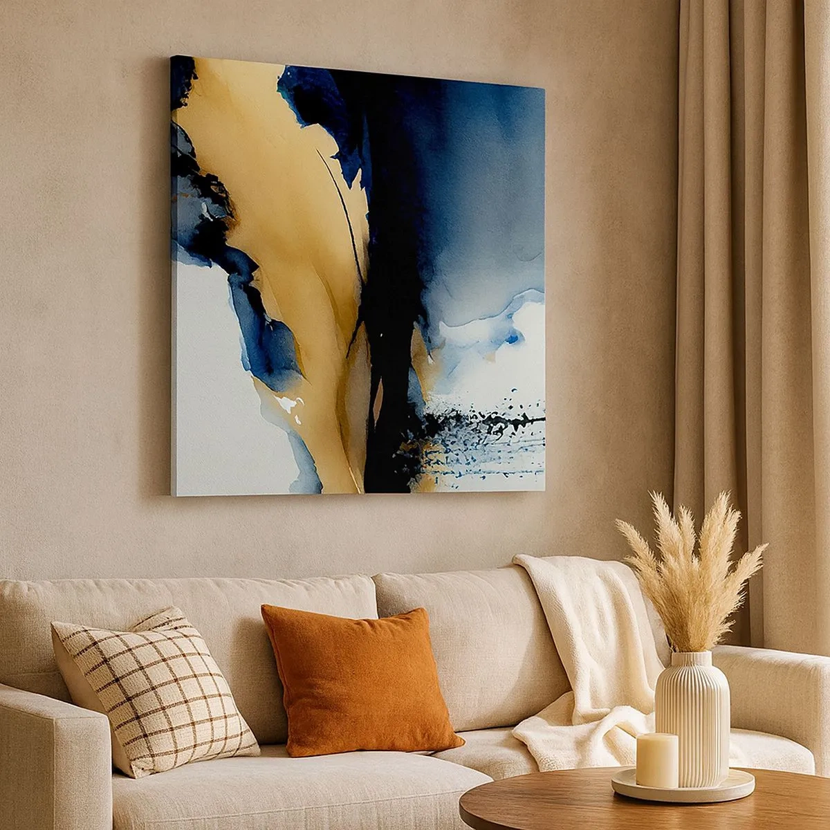 Obraz na płótnie - Za zasłoną - 30x30 cm