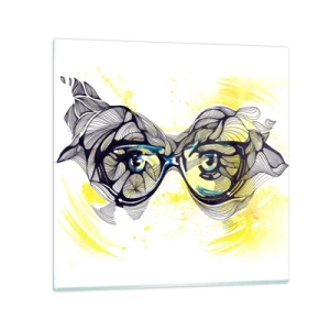 Obraz na szkle - Przez błękitne okulary - 30x30 cm