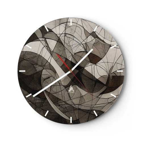 Zegar ścienny - Organiczna abstrakcja w odcieniach ziemi z dynamicznymi liniami - 30x30cm - Cyrkulacja barw ziemi - Nowoczesna dekoracja ścienna do salonu, kuchni i sypialni ARTTOR