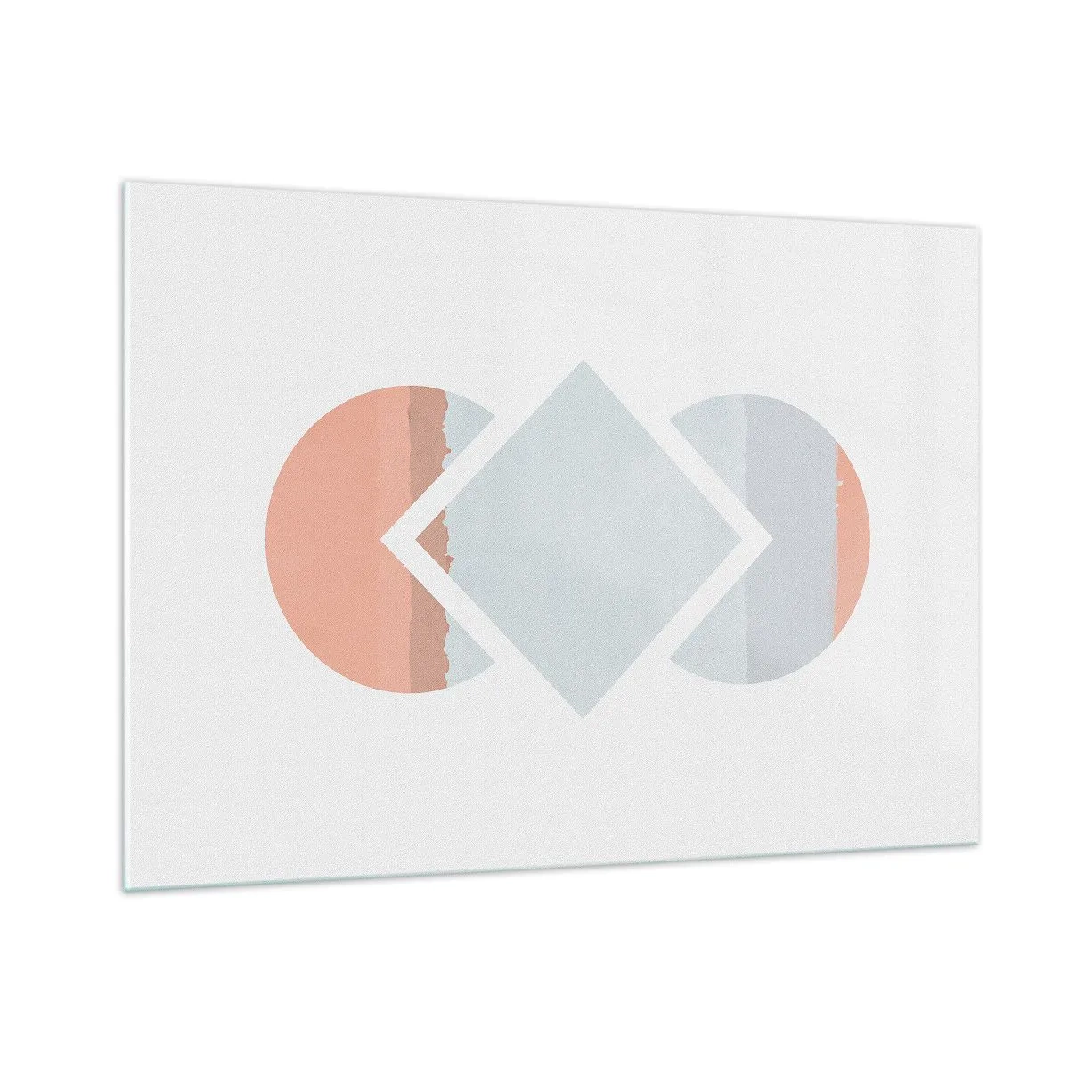 Obraz na szkle - Pastelowy romb w centrum między półkolami na białym tle - 100x70cm - Sytuacja jest jasna - Nowoczesna dekoracja ścienna do salonu, kuchni i sypialni ARTTOR