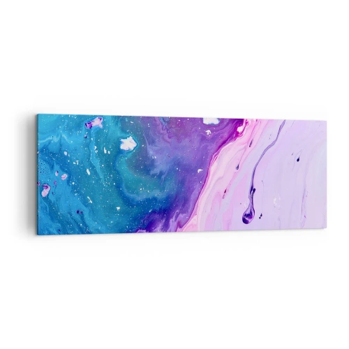 Obraz na płótnie - Abstrakcja w kolorach fioletu i turkusu inspirowana kontrastami - 140x50cm - Yin i yang - Nowoczesna dekoracja ścienna do salonu i sypialni ARTTOR