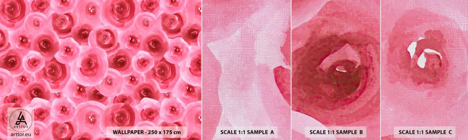 Fototapeta Próbka Premium Canvas - Róże na dole i na górze - Kwiaty, Piękno, Romantyzm - 100x30 cm