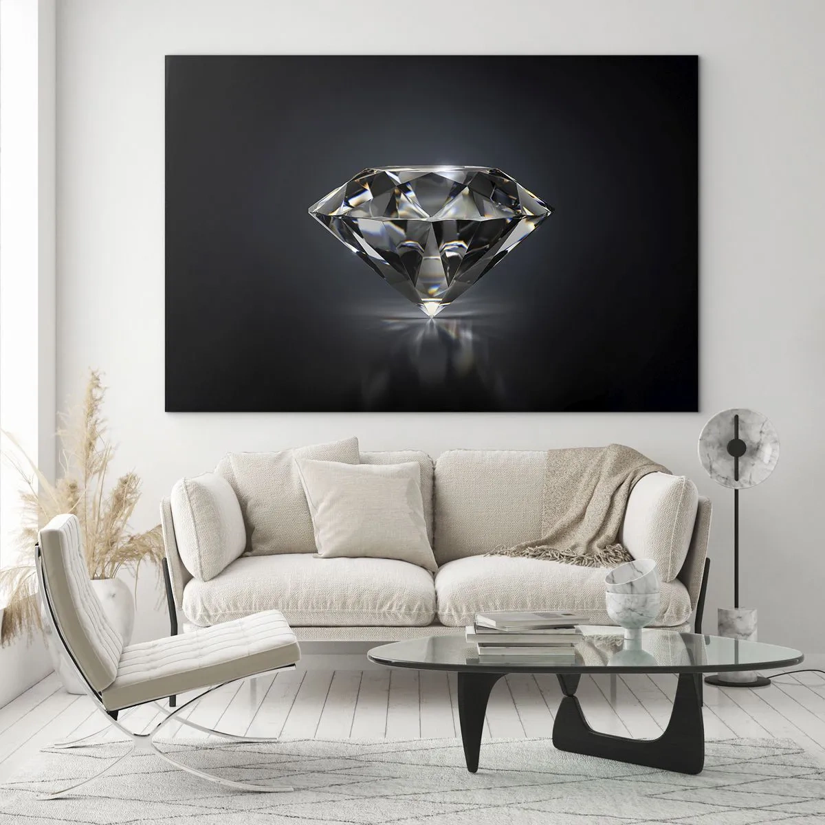 Obraz na szkle - Lśniący diament na ciemnym tle w eleganckiej aranżacji - 70x50cm - Best girls friend - Nowoczesna dekoracja ścienna do salonu i sypialni ARTTOR