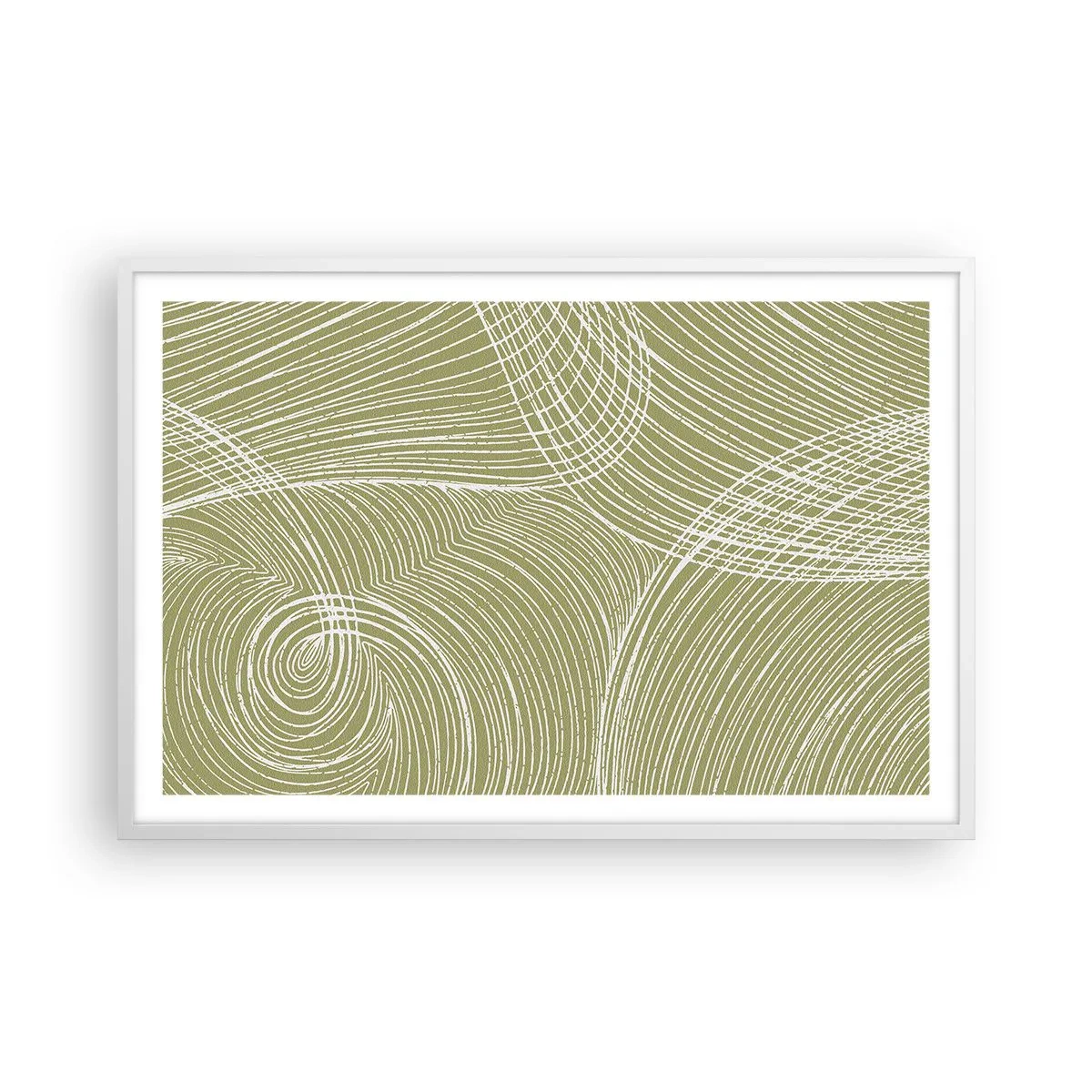 Plakat w białej ramie - Abstrakcja misterna w bieli - 91x61 cm