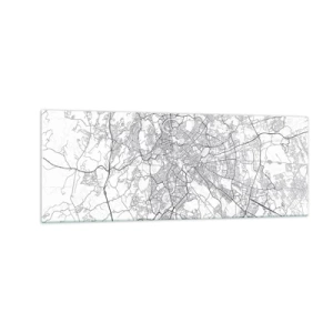 Obraz na szkle - Miejska mapa w stylu minimalistycznym z delikatnymi liniami - 140x50cm - Rzymski krąg - Nowoczesna dekoracja ścienna do salonu i sypialni ARTTOR