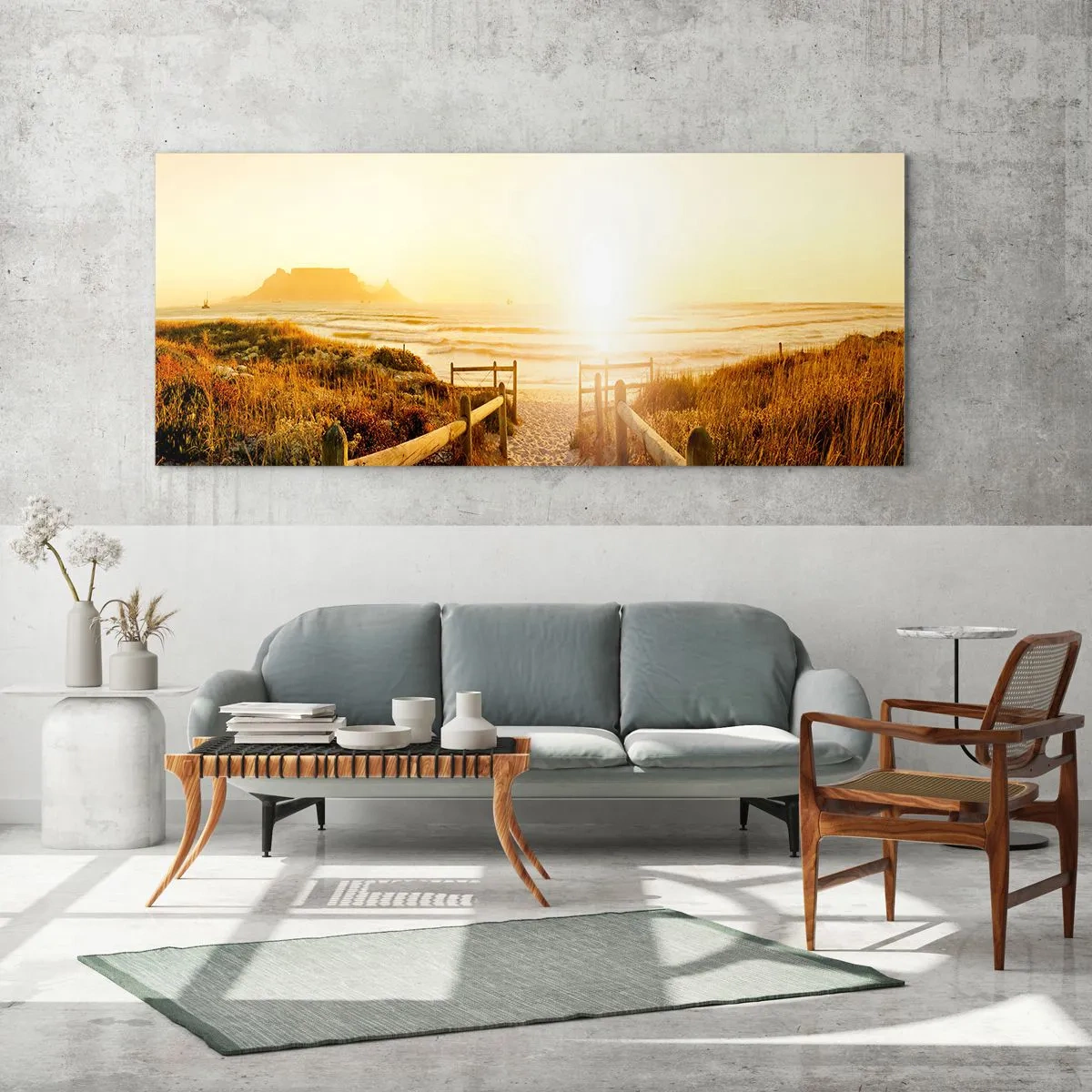 Obraz na szkle - Przez wydmę, w stronę słońca - 100x40 cm