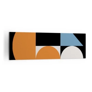 Obraz na płótnie - Geometryczny wzór z kolorowymi kształtami na czarnym tle - 160x50cm - Układ figurowy - Nowoczesna dekoracja ścienna do salonu i sypialni ARTTOR