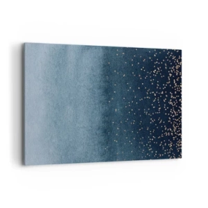 Obraz na płótnie - Niebieskie gradienty z drobnymi złotymi akcentami - 120x80cm - Kompozycja – niebieskie fazy - Nowoczesna dekoracja ścienna do salonu, kuchni i sypialni ARTTOR