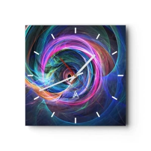 Zegar ścienny - Abstrakcyjny wir kolorów w odcieniach fioletu, różu i błękitu - 30x30cm - Dokąd mnie zaprowadzisz? - Nowoczesna dekoracja ścienna do salonu i sypialni ARTTOR