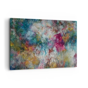 Obraz na płótnie - Kolorowa abstrakcja przypominająca kwiaty w rozkwicie - 120x80cm - W pełnym rozkwicie - Nowoczesna dekoracja ścienna do salonu, kuchni i sypialni ARTTOR