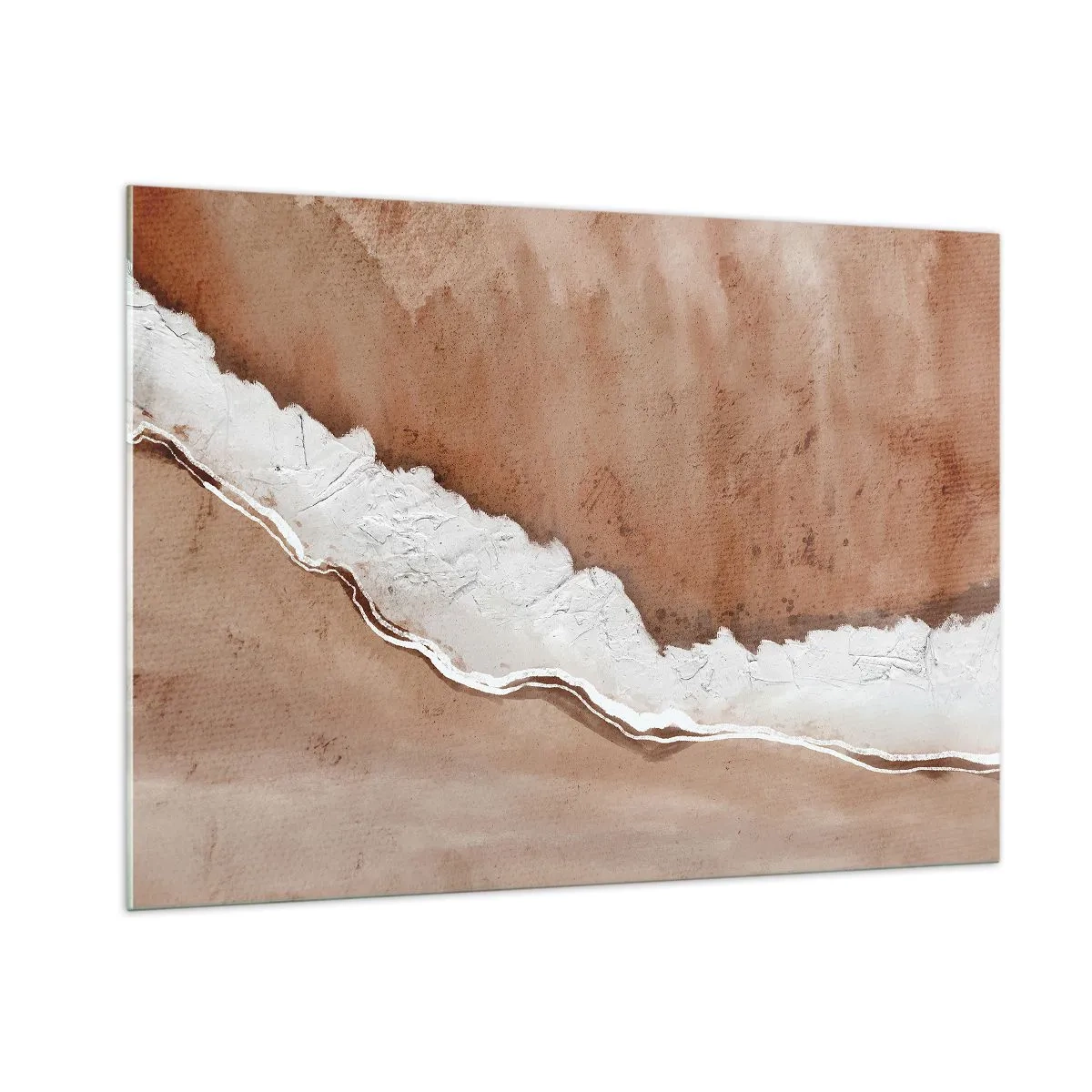Obraz na szkle - Artystyczna struktura w odcieniach ziemi i bieli - 100x70cm - W kolorach ziemi - Nowoczesna dekoracja ścienna do salonu, kuchni i sypialni ARTTOR