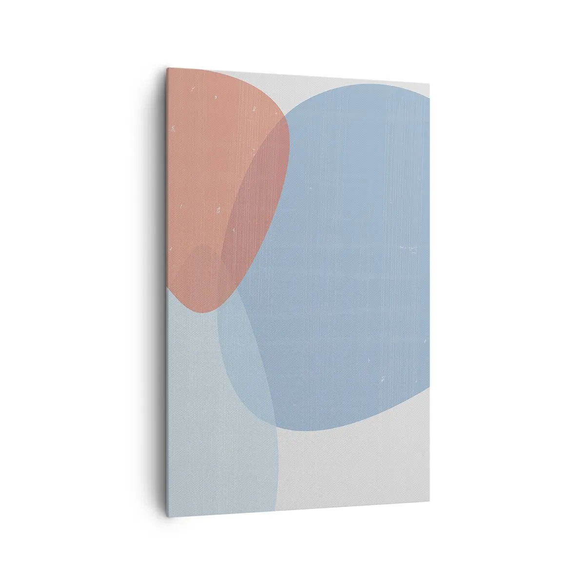 Obraz na płótnie - Abstrakcyjna kompozycja w pastelowych odcieniach niebieskiego i różowego z organicznymi kształtami - 80x120cm - Pastelowe związki - Nowoczesna dekoracja ścienna do salonu i sypialni ARTTOR