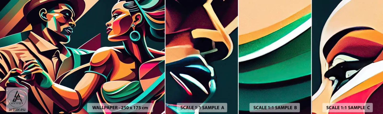 Fototapeta Próbka Samoprzylepna Deluxe Sticker - W rytmie serca - Kubizm, Para, Taniec - 100x30 cm