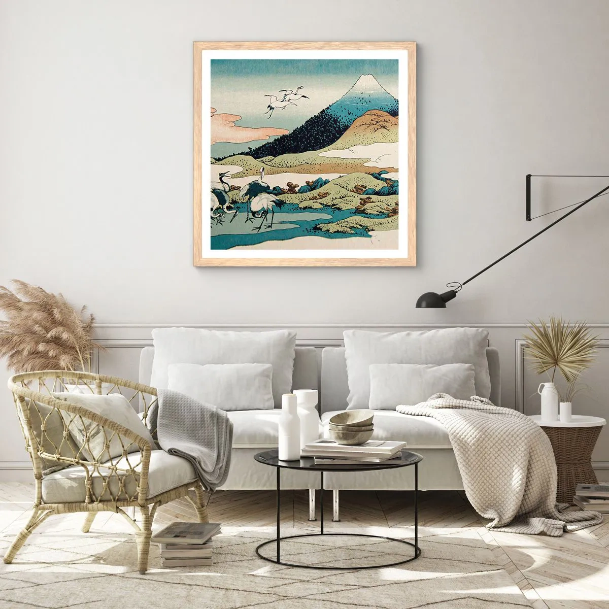 Plakat w ramie jasny dąb - W japońskim duchu - 50x50 cm