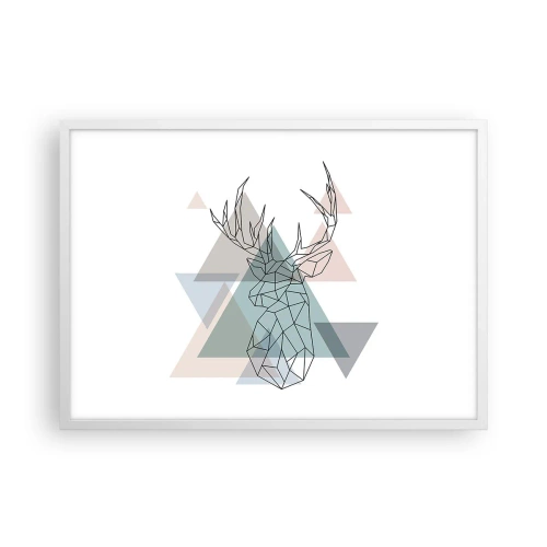 Plakat w białej ramie - W geometrycznym lesie - 70x50 cm