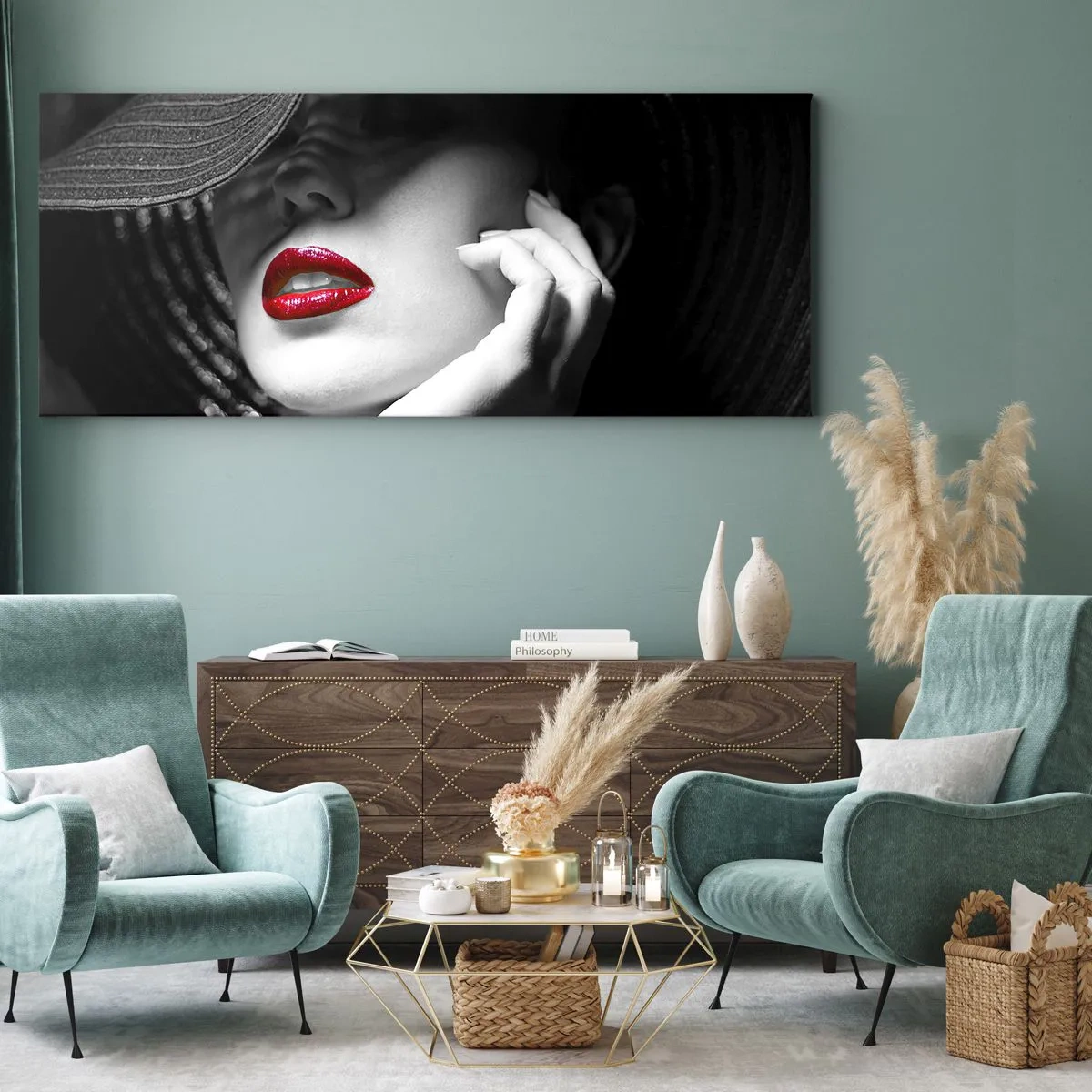 Obraz na płótnie - Studium w szkarłacie - 100x40 cm