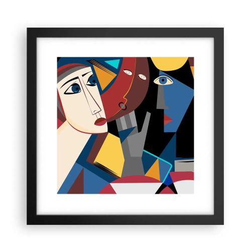 Plakat w czarnej ramie - Rozmowa kubistów - 30x30 cm