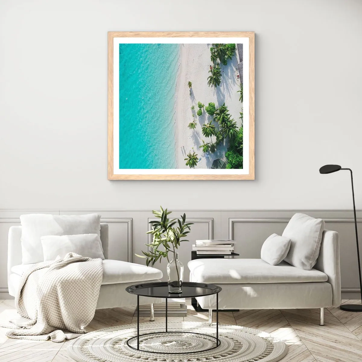Plakat w ramie jasny dąb - Wakacje w raju - 60x60 cm