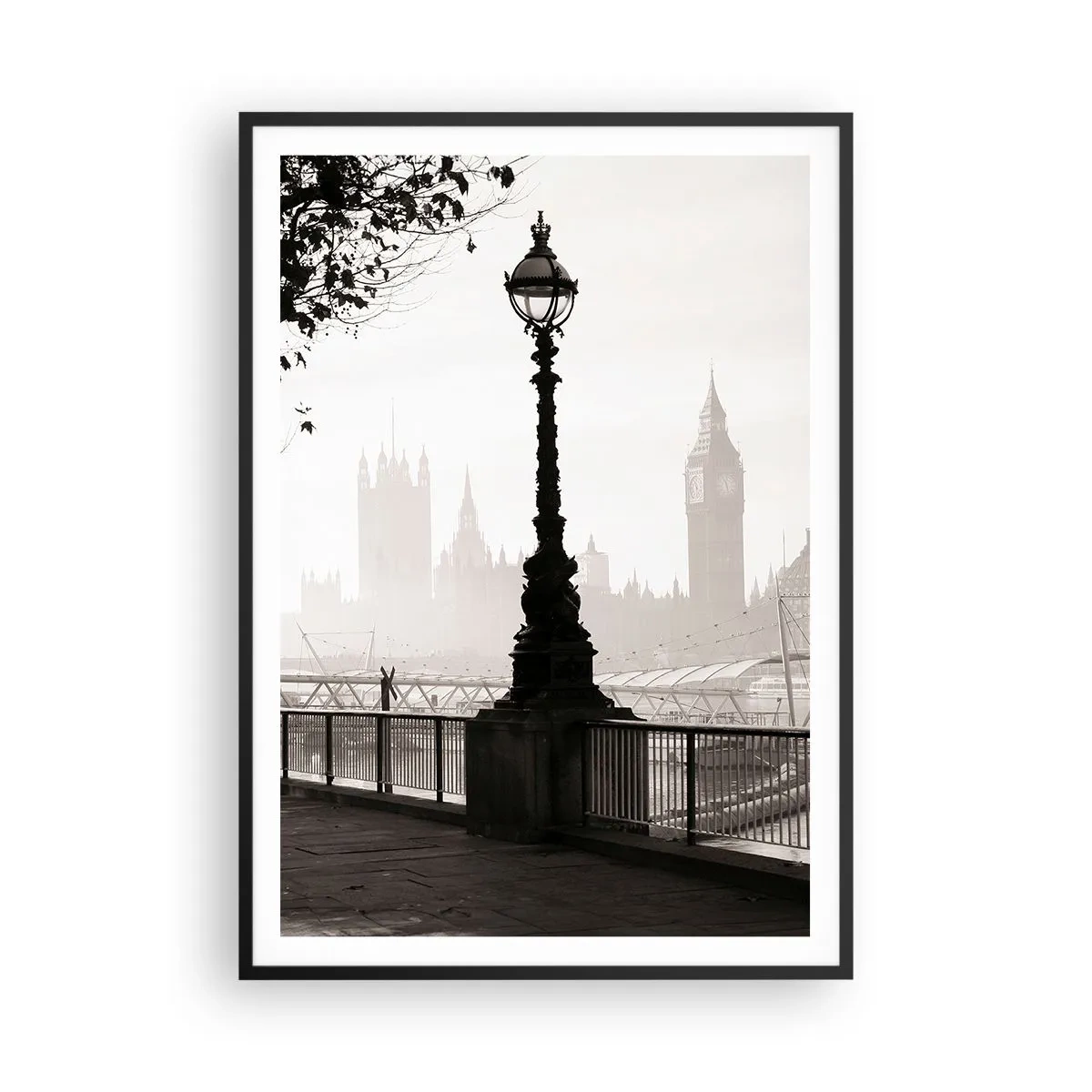 Plakat w czarnej ramie - Londyński poranek - 70x100 cm