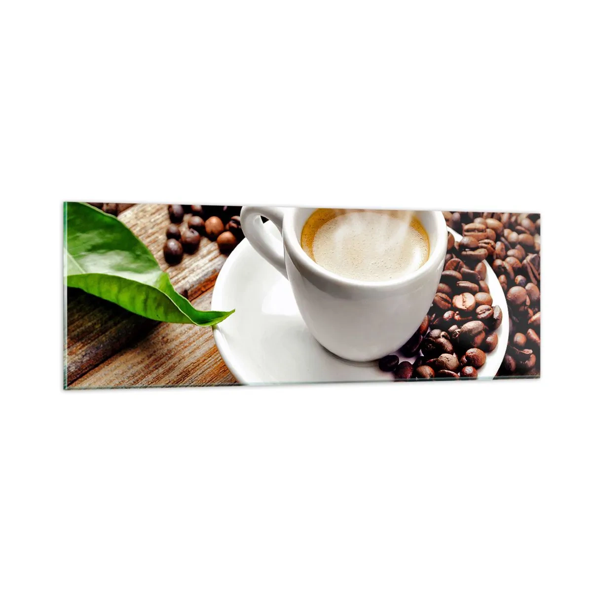 Obraz na szkle - Kawa na ławie - 90x30 cm