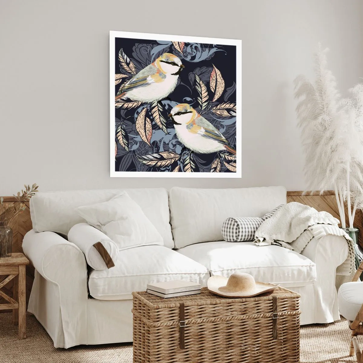 Plakat - Żółto-błękitny trel - 40x40 cm