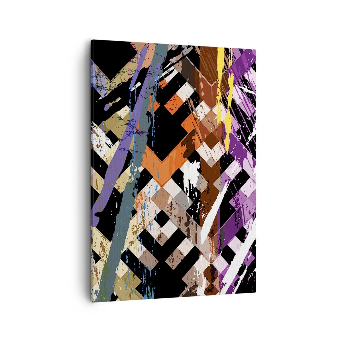 Obraz na płótnie - Abstrakcyjna kompozycja geometryczna i dynamiczne linie - 50x70cm - Podniesione do kwadratu - Nowoczesna dekoracja ścienna do salonu, kuchni i sypialni ARTTOR