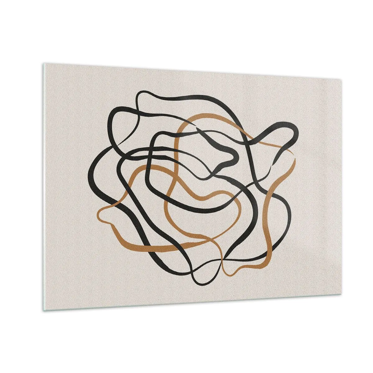 Obraz na szkle - Abstrakcyjna plątanina linii w czerni i brązie - 100x70cm - Wszystko się pokręciło - Nowoczesna dekoracja ścienna do salonu, kuchni i sypialni ARTTOR