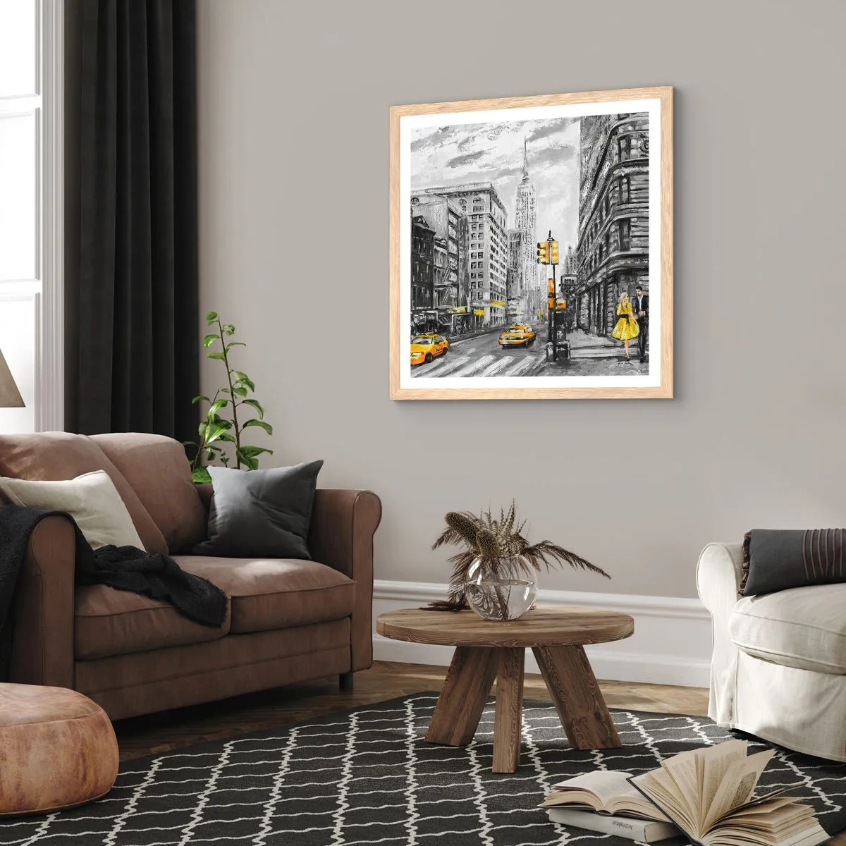 Plakat w ramie jasny dąb - Nowojorska opowieść - 60x60 cm