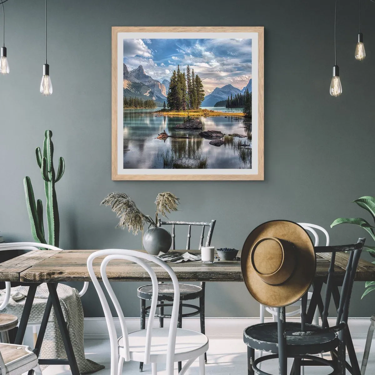 Plakat w ramie jasny dąb - Nad wodą wielką i czystą… - 60x60 cm