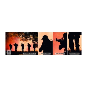 Fototapeta Próbka Standard Eco - …Wszyscy za jednego. - Żołnierz, Broń, Karabin - 100x30 cm