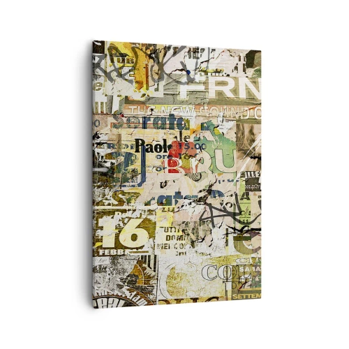 Obraz na płótnie - Abstrakcyjny kolaż z napisami i kolorami - 50x70cm - Oj, dzieje się… - Nowoczesna dekoracja ścienna do salonu, kuchni i sypialni ARTTOR